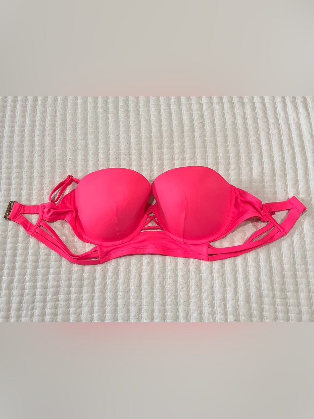 Victoria’s Secret Pink Strapless Bra 36DD Push Up Multiway Neon